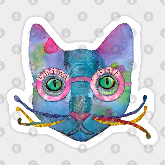 China Cat Sticker by karenpaytonart